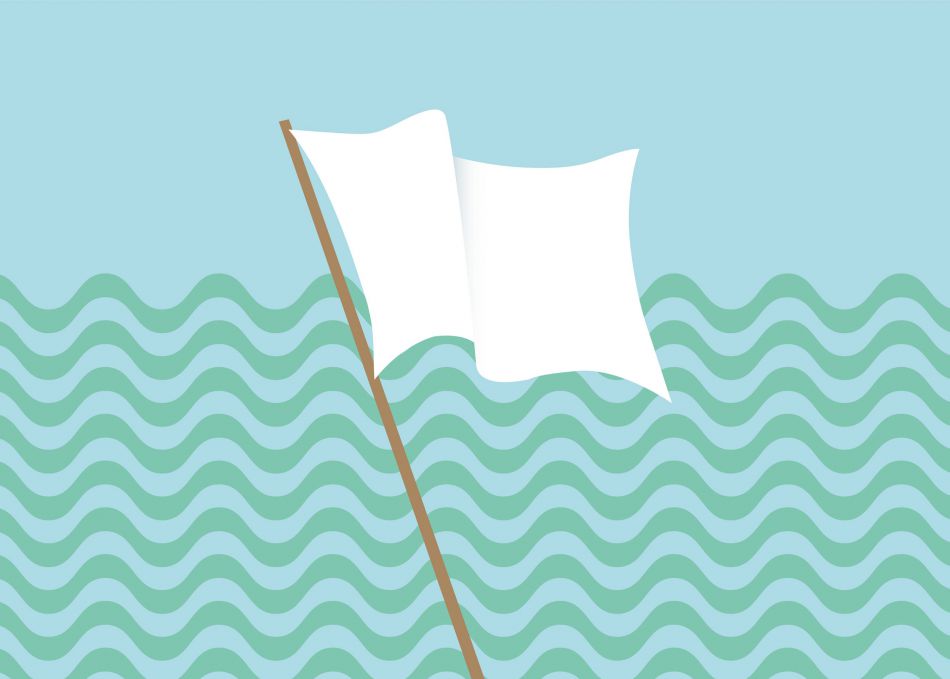 Illustration showing a white flag of surrender