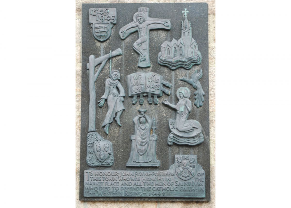 Prayer Book Conflict memorial plaque in St Ives