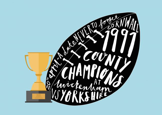 Illustration showing Cornwall's win against Yorkshire in the 1991 Rugby Union County Championship