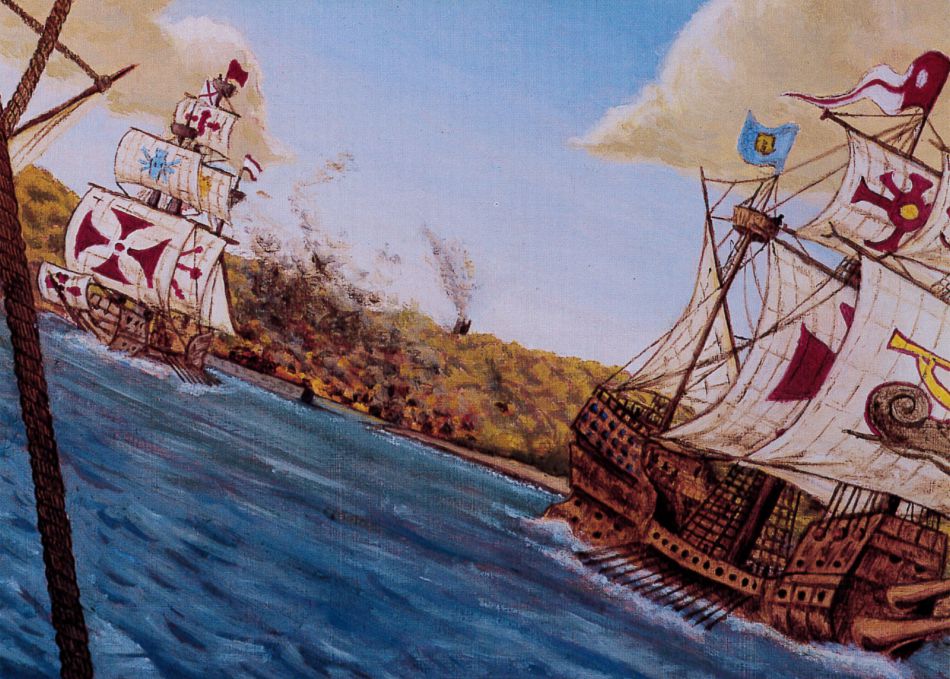 Painting of Spanish ships sailing West Cornwall