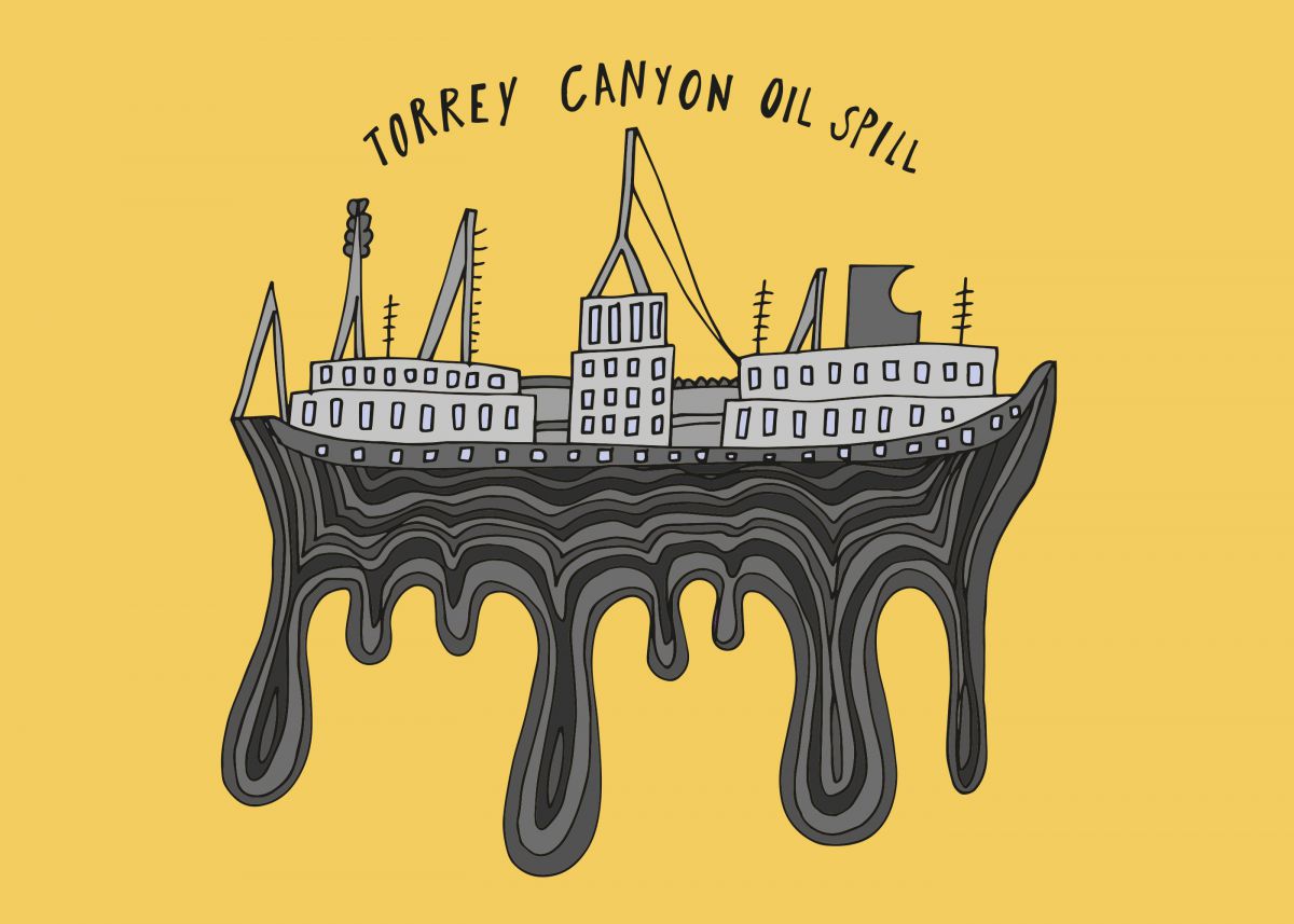 Illustration of Torrey Canyon Oil Spill