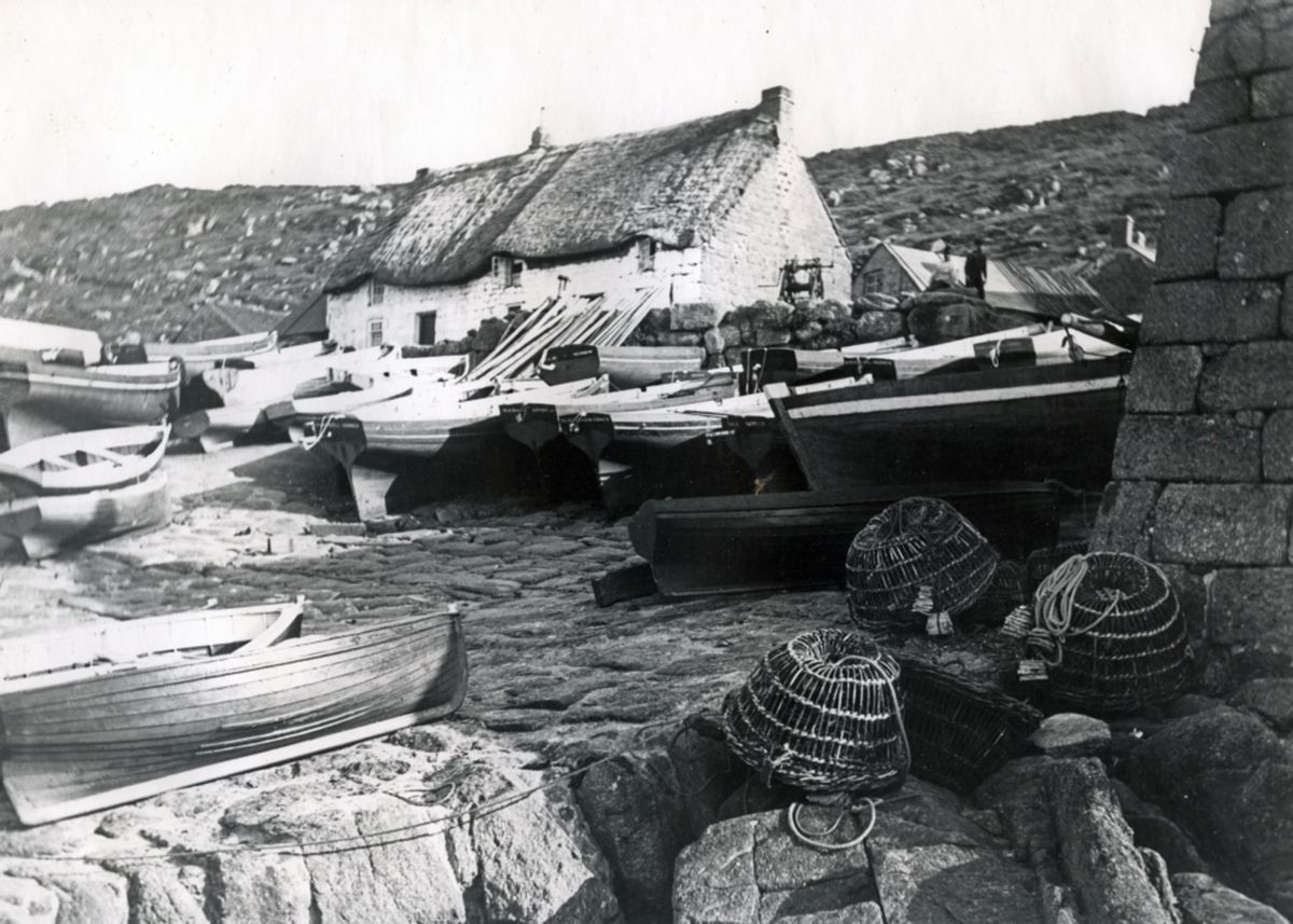 Sennen in the 1900s with fishing boats