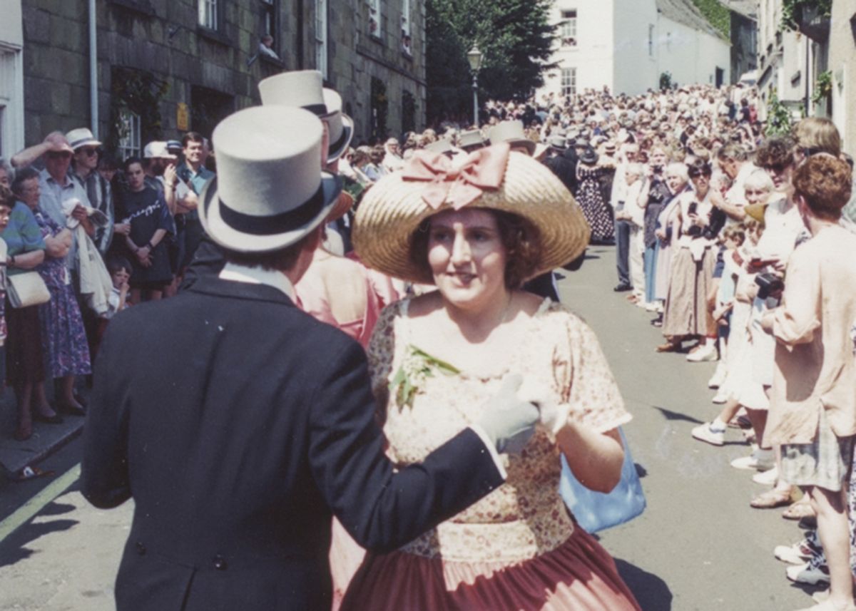 Helston Flora Day midday dance in Church Street in 1995