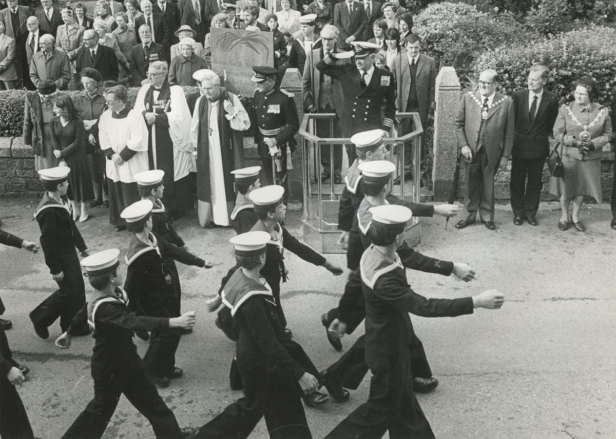 Trafalgar Day Parade in Madron in the 1970s