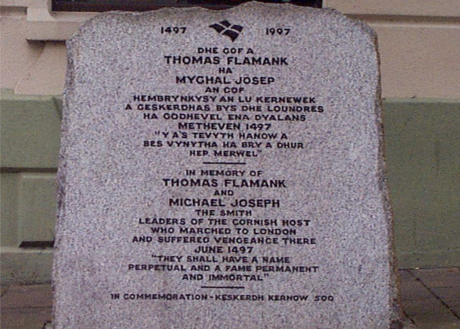 Memorial commemorating the An Gof and Thomas Flamank