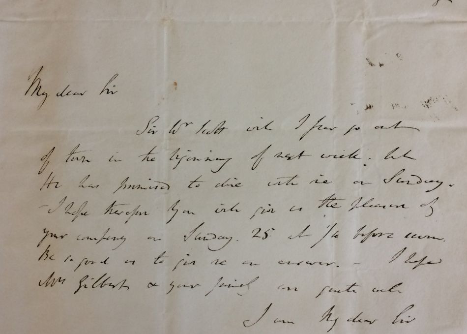 Letter from Sir Humphry to Davies Gilbert dated 20 February 1821