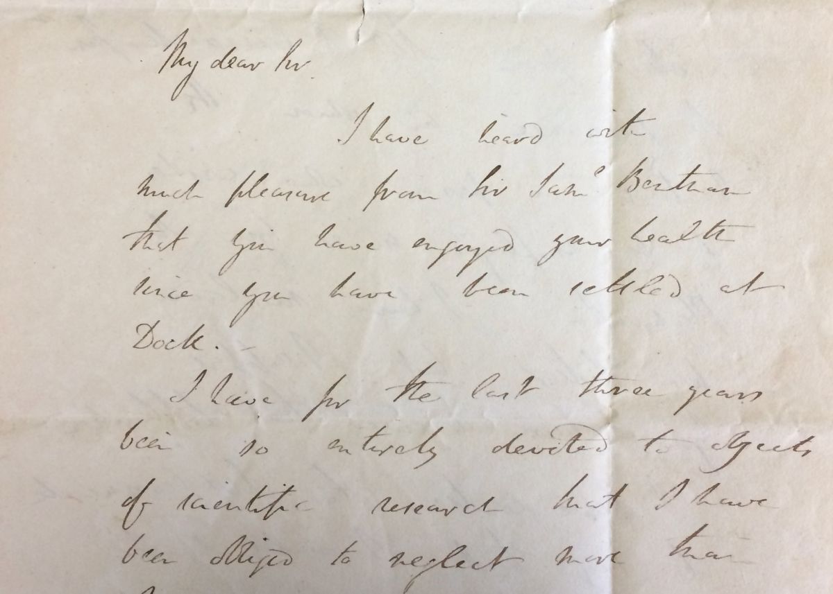 A letter from Sir Humphry Davy to Thomas Coulson