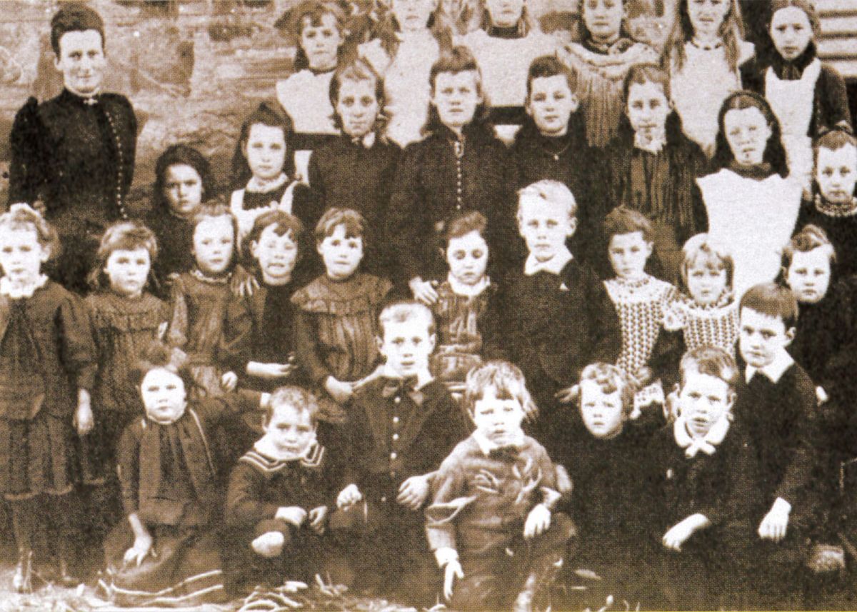 Photograph of Cornish Schoolchildren at Kooringa, near the Burra Burra copper mine, South Australia
