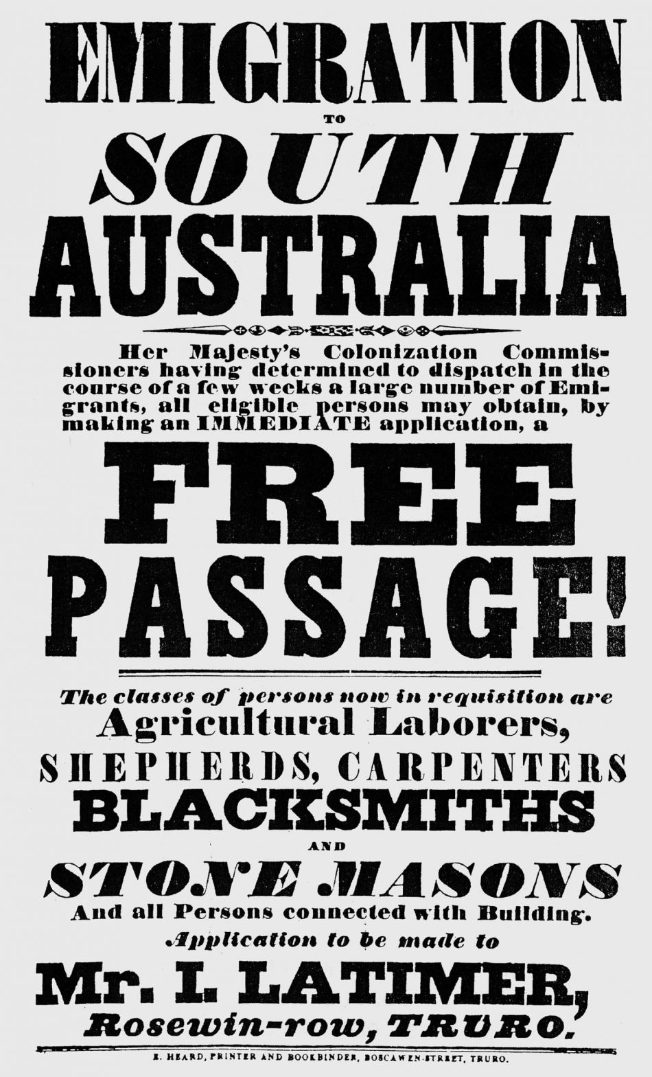 Poster to promote emigration to South Australia