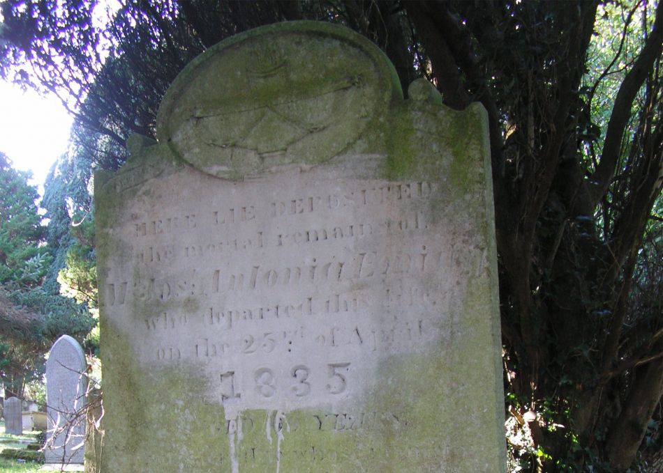 Joseph Emidy's headstone in Kenwyn, Cornwall