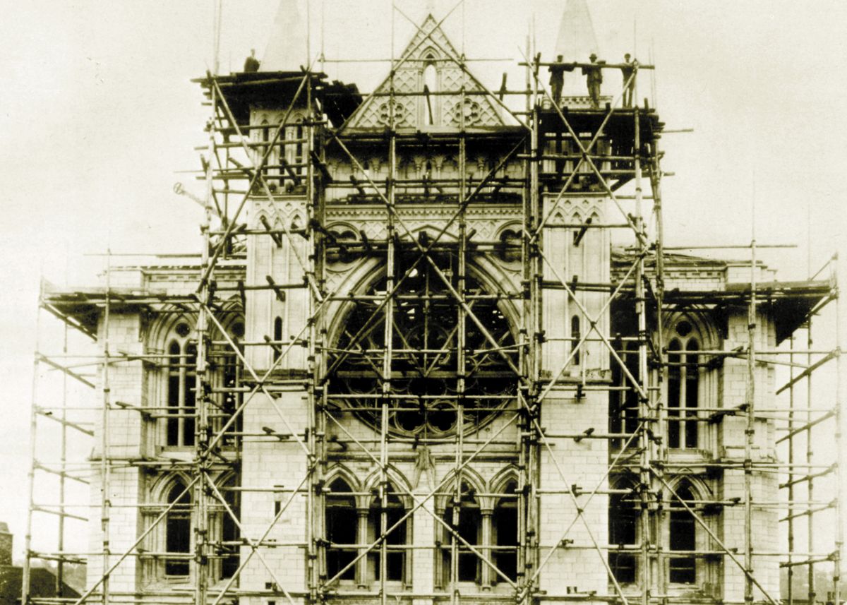 Truro Cathedral under construction in the 1880s