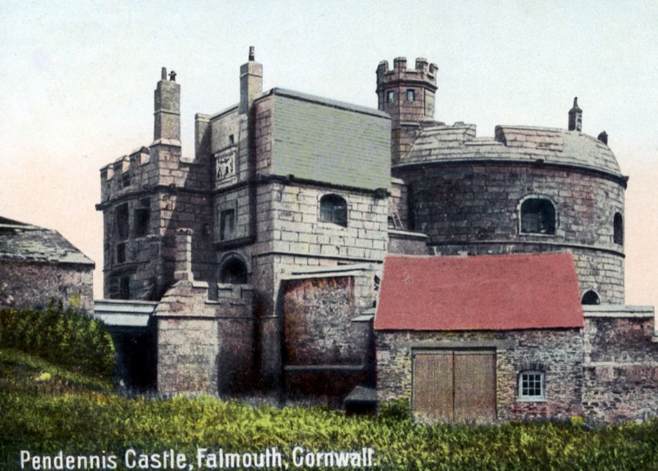 Postcard showing Pendennis Castle in 1909