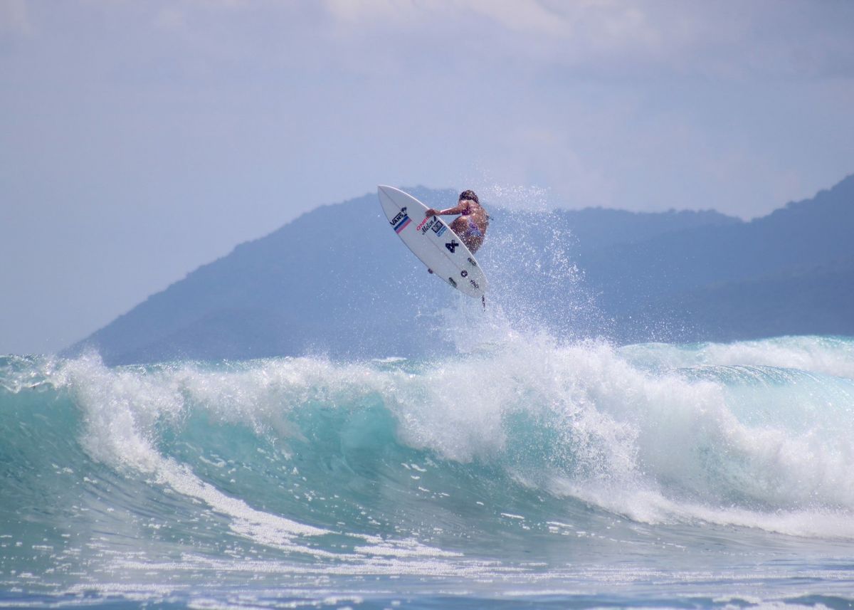 Tassy Swallow surfing in Indonesia